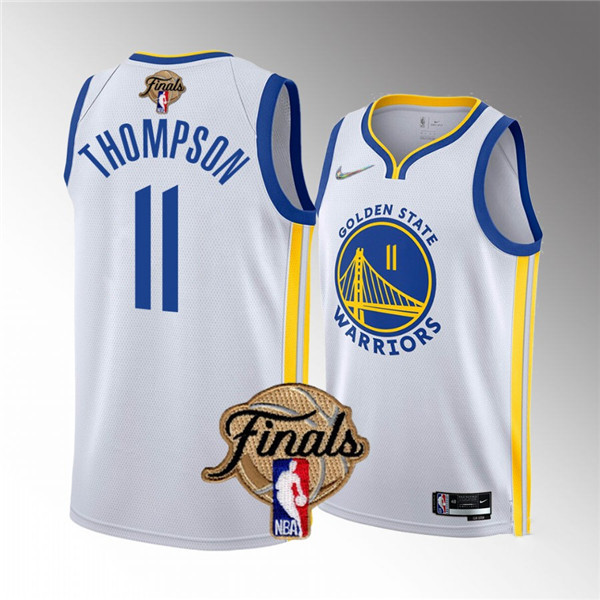 Youth Golden State Warriors #11 Klay Thompson 2022 White NBA Finals Stitched Jersey